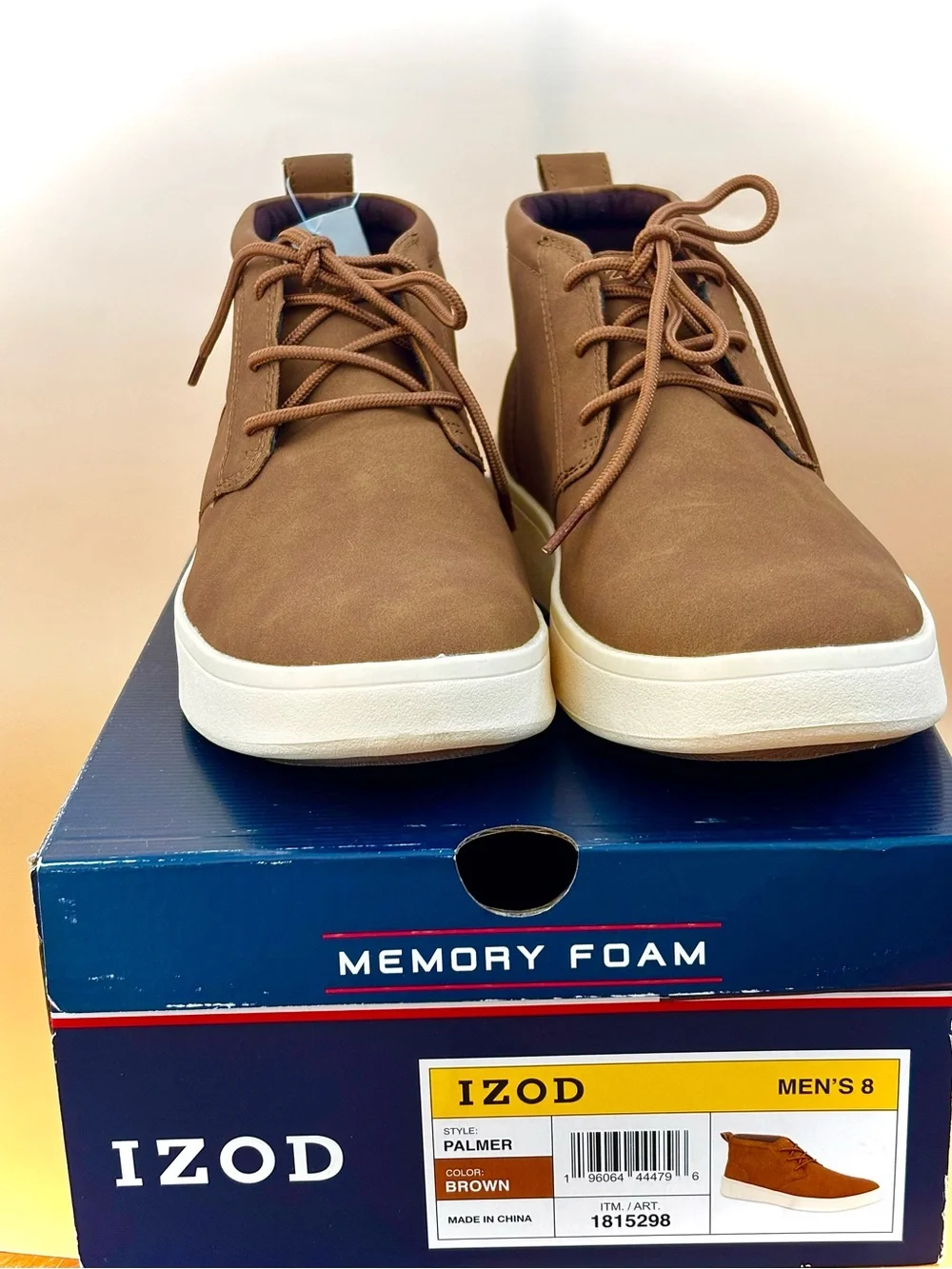 Izod Men's Brown Chukka Boots with White Sole